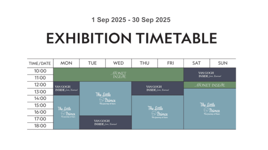 Monet Inside Exhibition Timetable